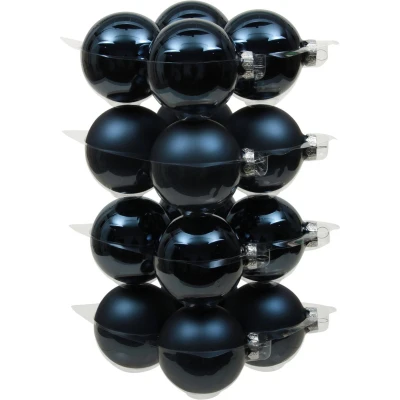Afbeelding van Othmara Kerstballen 16 stuks glas donkerblauw 8 cm
