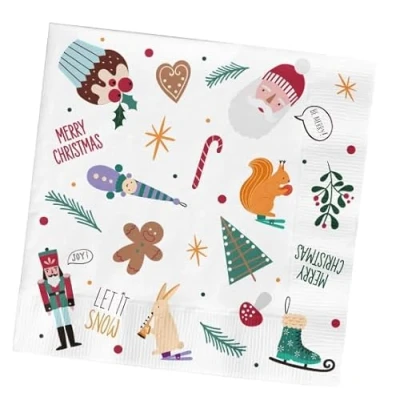 Afbeelding van Folat Servetten Kerstsymbolen Holly Jolly 33 x cm 20 stuks