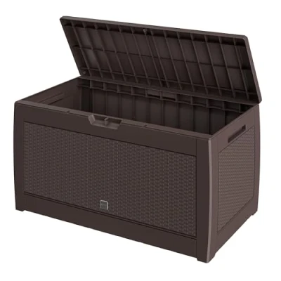 Afbeelding van Casaria Opbergbox 310L Weerbestendig Wielen Rotan look Bruin