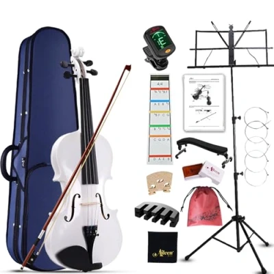 Afbeelding van Aileen 4/4 student viool voor beginners, kleur wit glanzend