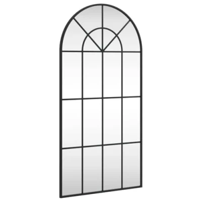 Afbeelding van Wandspiegel boog 50x100 cm ijzer zwart