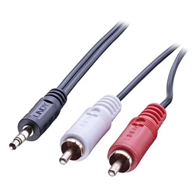 Afbeelding van Lindy 35683 5m 2 x RCA 3.5mm Zwart audio kabel