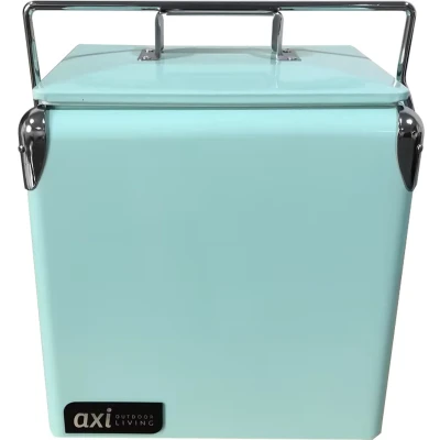 Afbeelding van AXI Retro Mini Cooler Mint Outdoor Koeler / Koelbox klein met afneembaar deksel &amp; flesopener