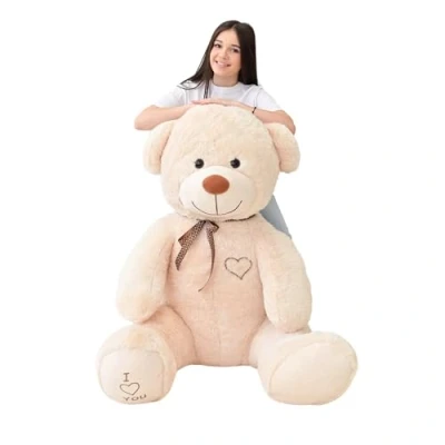 Afbeelding van teddybeer, pluche beer, knuffeldier, knuffelbeer, cadeau idee, 190 cm (beige)