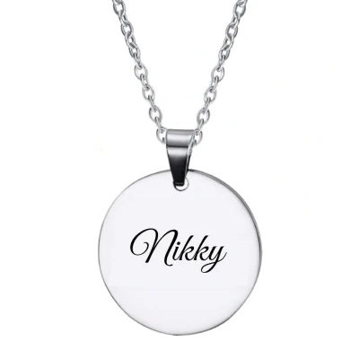 Afbeelding van Ketting RVS Met Naam Gravering Nikky Zilver Rond