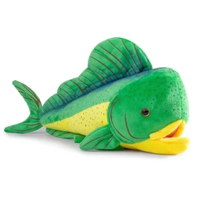 Afbeelding van lilizzhoumax Mahi Vis pluche dier, 45 cm, gesimuleerd vis, realistische speelgoed voor wilde dieren, cadeau kinderen