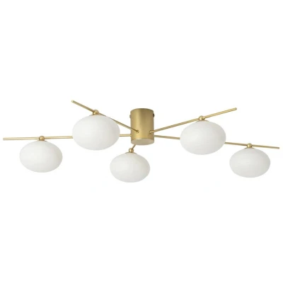 Afbeelding van Lindby plafondlamp 5lichts IJzer, glas, pvc H: 15 cm G9 goud, wit