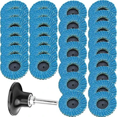 Afbeelding van 30 stuks waaierschijven, 50 mm, schuurschijven met 1/4 inch padhouder, schachthouder, korrelgrootte 40, 60, 80, fijn, medium grof