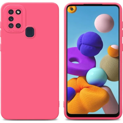 Afbeelding van Cadorabo Hoesje geschikt voor Samsung Galaxy A21s in Fluid ROOD Beschermhoes gemaakt van flexibel TPU silicone Cover Case