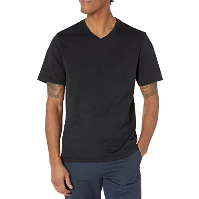 Afbeelding van Amazon Essentials Heren Regular Fit T shirt met korte mouwen en V hals (verkrijgbaar in Big &amp; Tall), 2 stuks, zwart/olijf, XX Large