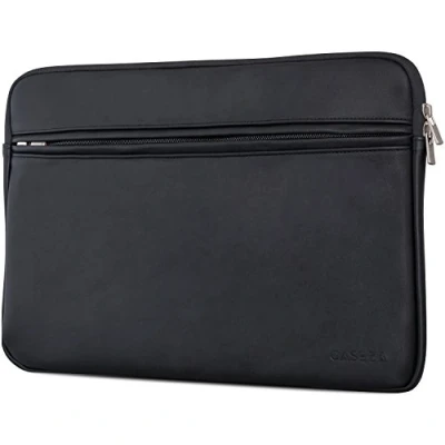 Afbeelding van CASEZA Boston MacBook Air 13 &amp; Pro kunstleren hoes zwart elegante PU lederen hoes, sleeve voor inch laptop/notebook laptoptas past ook Microsoft Surface Book zacht gevoerd
