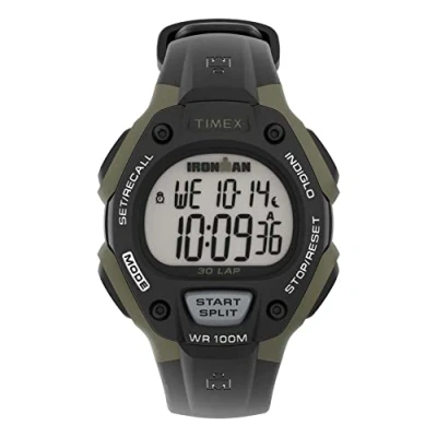 Afbeelding van Timex Ironman Klassiek 38mm digitaal horloge van zwarte kunststof voor heren TW5M44500