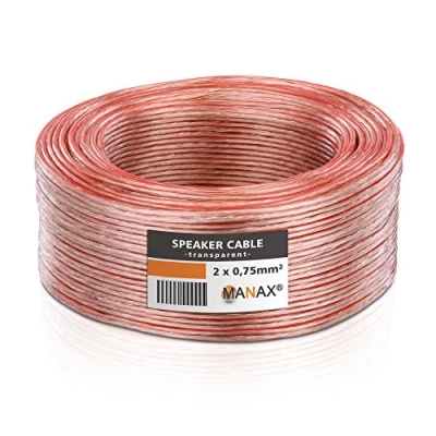 Afbeelding van MANAX® 25m dubbele strengen 2x 0,75mm² transparante kabel 2 aderig (25m 1 ring, transparant)