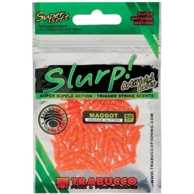 Afbeelding van Trabucco Slurp Artificial Baits Maggot (50 pcs) Kleur : Orange Glitter