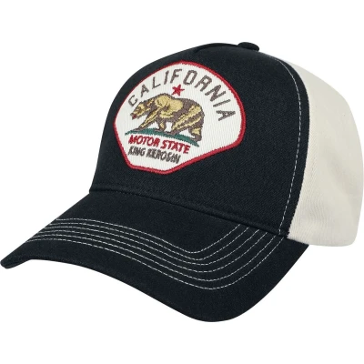 Afbeelding van King Kerosin Cal Bear Denim Trucker Cap donkerblauw