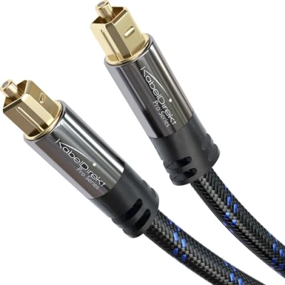 Afbeelding van KabelDirekt Optische audiokabel met 0% signaalverlies 12,5m TOSLINK kabel (TOSLINK naar TOSLINK, optical audio cable, S/PDIF, glasvezelkabel voor home cinema/soundbar/PS4/Xbox, nylon gevlochten)
