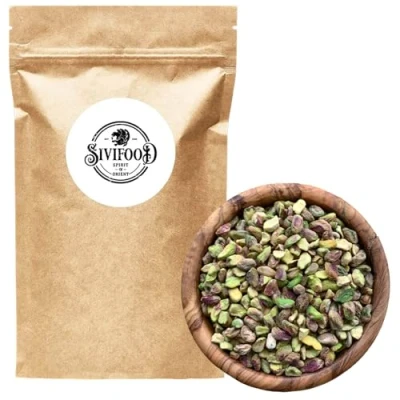 Afbeelding van SIVIFOOD gehalveerde pistachenoten 1kg pistache snack groen natuurlijk gehalveerd ongezouten onbehandeld voor bakken in premium kwaliteit veganistische topping baklava cake ijs pistachio 1000g