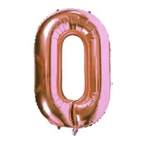 Afbeelding van Cijfer Ballonnen Ballon 0 70cm Rosé goud Folie Opblaas Cijfers Verjaardag 10, 20, 30, 40, 50, 60, 70, 80, 90 jaar Versiering
