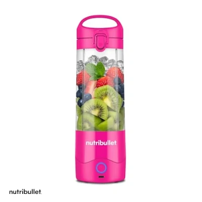 Afbeelding van nutribullet Portable NBP003BP, Draagbare Blender met Isolerende Beker van 475ml, 4 Punts Mes, Tritan Beker, 15 Cycli Autonomie, Inclusief Deksel en Rietje, USB C Opladen, Roze