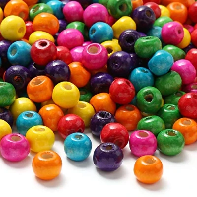 Afbeelding van HERZWILD houten kralen om te rijgen ca.1000 stuks kleurrijke gekleurde knutselkralen 8 mm f. DIY sieraden maken (8mm)