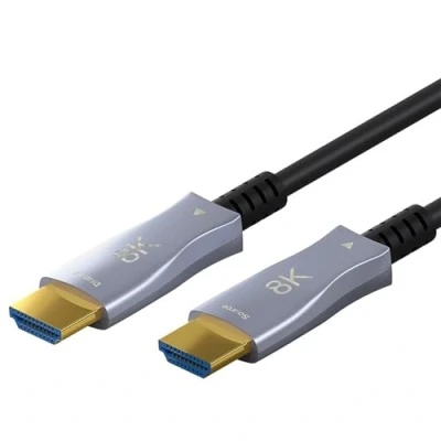 Afbeelding van Actieve HDMI 2.1 Kabel 8K 60Hz Verguld 50 meter Zwart/Zilver