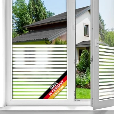 Afbeelding van d c fix Raamfolie, statische lijnen, uv bescherming, zichtwering, aan beide zijden ondoorzichtig, statisch zelfklevend, folie voor badkamerramen, keuken, glazen deur, melkglasfolie, zichtwerende