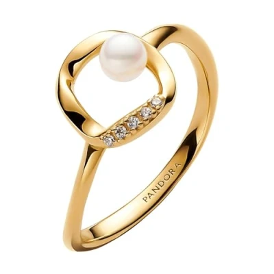 Afbeelding van Pandora Ringen Pavé Circle &amp; Treated Freshwater Cultured Pearl Ri in gold