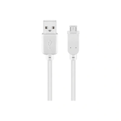 Afbeelding van USB Micro B naar A kabel USB2.0 tot 1A / wit 0,30 meter