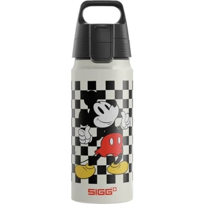 Afbeelding van SIGG Aluminium drinkfles voor kinderen WMB ONE Mickey Retro Geschikt koolzuurhoudende dranken lekvrij vederlicht BPA vrij Klimaatneutraal gecertificeerd Ecru 0,6 l