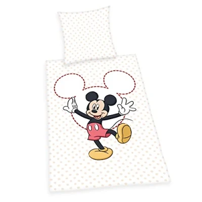 Afbeelding van Mickey Mouse beddengoed, kussensloop ca. 80x80 cm, dekbedovertrek 135x200 met soepel lopende ritssluiting, 100% katoen, renforcé