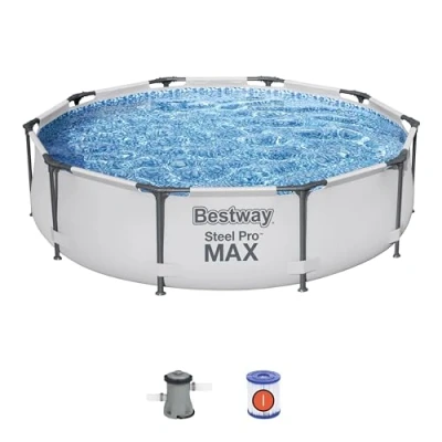 Afbeelding van Bestway Steel Pro Frame Zwembadset, rond, met filterpomp Zwembadset + filterpomp. 305 x 76 cm blauw