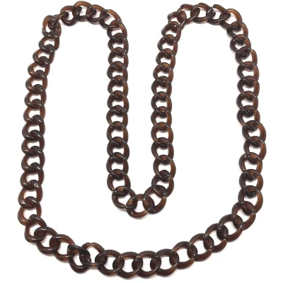 Afbeelding van Behave ketting lange bruin schakelketting gourmet schakel 90 cm