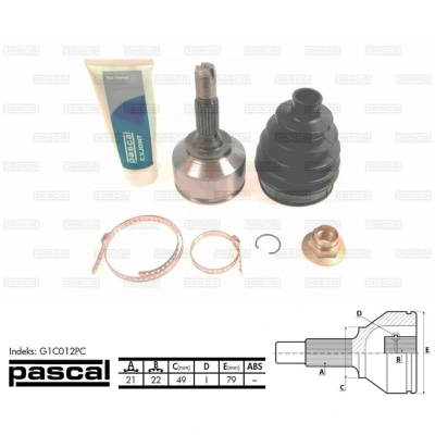 Afbeelding van Homokineet reparatie set, aandrijfas PASCAL G1C012PC
