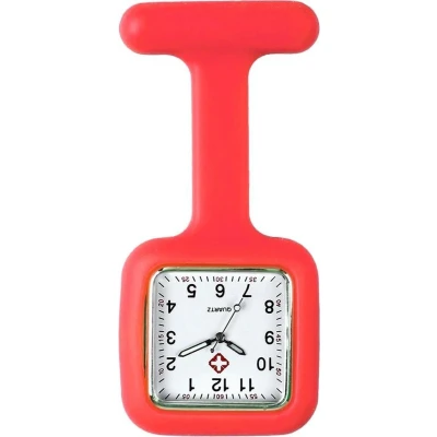 Afbeelding van Fako® Verpleegstershorloge Zusterhorloge Verpleegster Horloge Siliconen Vierkant Rood