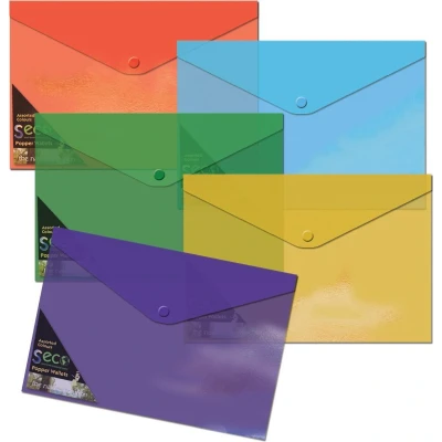 Afbeelding van Seco envelopmap A4+ assorti PP 180 micron 5 stuks milieuvriendelijk SE TR005 AST