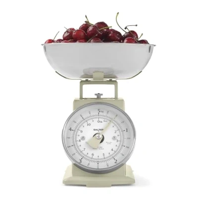 Afbeelding van Salter SA00562CFEU12 Timeless Mechanical Kitchen Scale 5 kg Capacity, 1 Litre Dishwasher Safe Bowl, Measures Grams/Oz., Baking Scale, Classic Design, Easy Read Large Digit Dial, 22cm Height, Cream