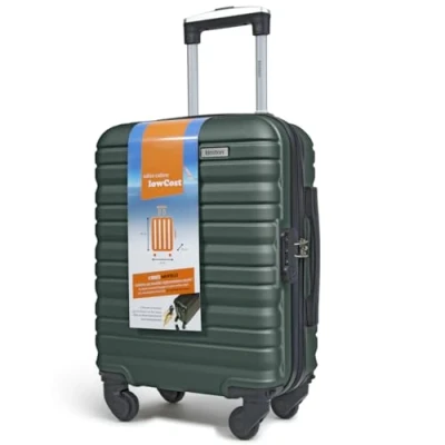 Afbeelding van KINSTON Cabin Koffer voor EasyJet met Afneembare Wielen, Low Cost Formaat Licht en Duurzaam Handbagage, Draaibare Verwijderbare Wielen Donkergroen.