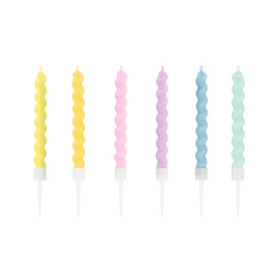 Afbeelding van Partydeco Taartkaarsjes set 6st. Curl mix