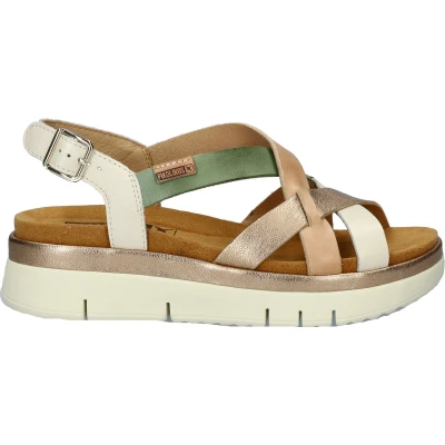 Afbeelding van Pikolinos Palma Sandalen met plateauzool, Dames, Maat: 38, Nata Leer