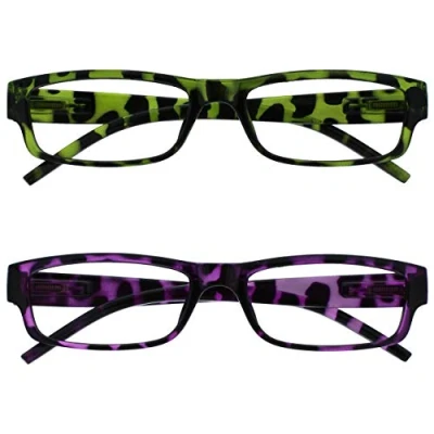 Afbeelding van De leesbril bedrijven groen en paars schildpad lezer waarde 2 stuks vrouwen dames UVR2PK009_009PP +1,00