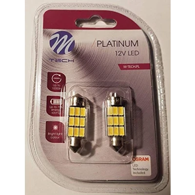 Afbeelding van M Tech Led C5W 12V 36mm Platinum 9x diode Canbus Wit Set