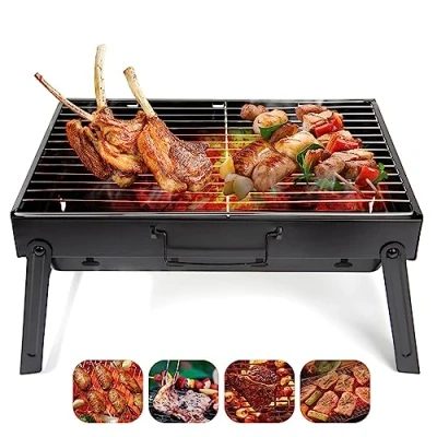 Afbeelding van Barbecue Grill, AGM Houtskool Grill Draagbare Vouwen BBQ Bureau Tafelblad Outdoor Roestvrij Staal Roker voor Picknick Tuin Terras Camping Reizen