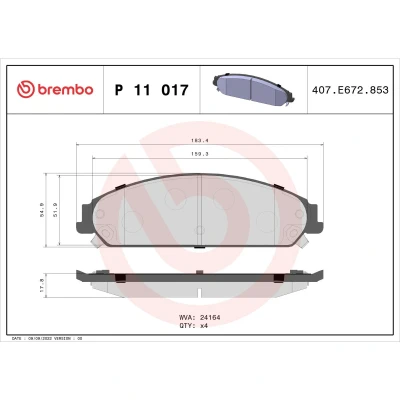 Afbeelding van Brembo Remblokset P 11 017