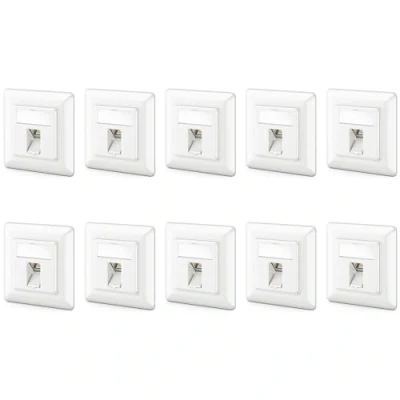 Afbeelding van deleyCON 10x CAT6a Keystone Netwerkaansluitingen Set Inbouw Netwerk Stopcontact Module STP Afgeschermd Metalen Behuizing RJ45 Jack Data Aansluiting Netwerkkabel
