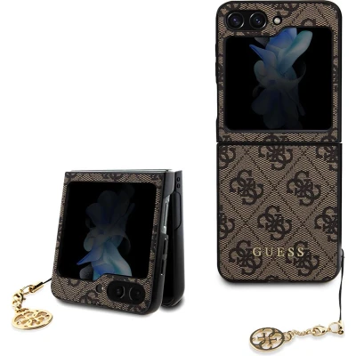 Afbeelding van Guess Hoesje Charm Back Cover Bruin Geschikt voor Samsung Galaxy Z Flip 5