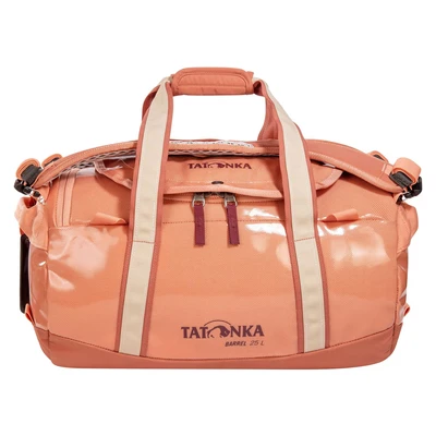 Afbeelding van Tatonka Barrel 25L waterdichte reistas met rugzakfunctie, grote opening, gevoerde bodem en afsluitbare ritssluiting, apricot, 25 Liter, Robuuste opbergbare rugzak schouderbanden