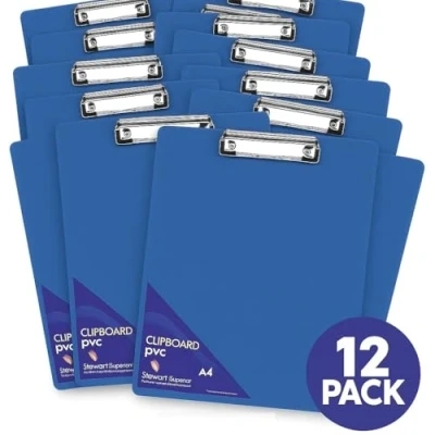 Afbeelding van SECO A4+ PVC Bedekt Klembord met Heavy Duty Clip Blauw (Pack van 12), 570A A4 BU