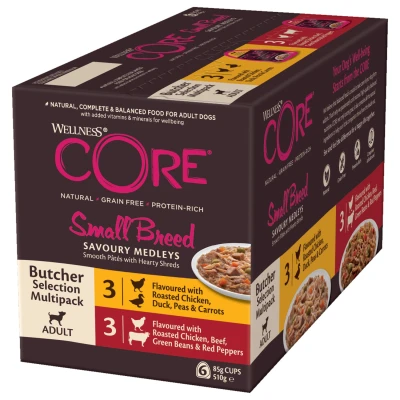 Afbeelding van Wellness Core Small Breed Savoury Butcher Multi Pack Hondenvoer Mix 6x85 g