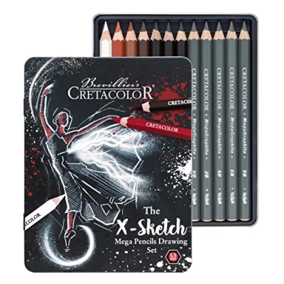 Afbeelding van Cretacolor De X Sketch Mega Potloden Tekenset, Kunstenaar Tekenen en Schetsen Set, 1 Stuk (Pack van 1)