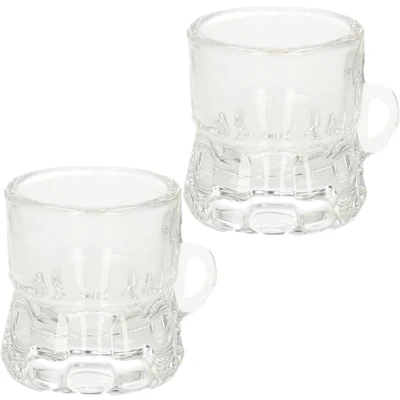 Afbeelding van 36x Shotglazen bierpul met handvat 4cm